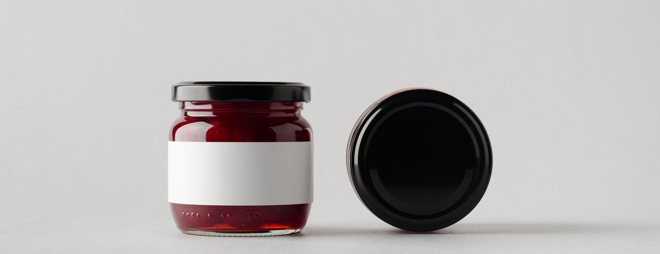 Strawberry Jam Jar Mock-Up - Two Jars. Blank Label